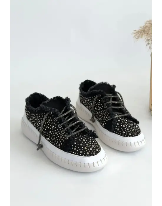 Omarı Guji Siyah Kot Bağcıklı Sneaker