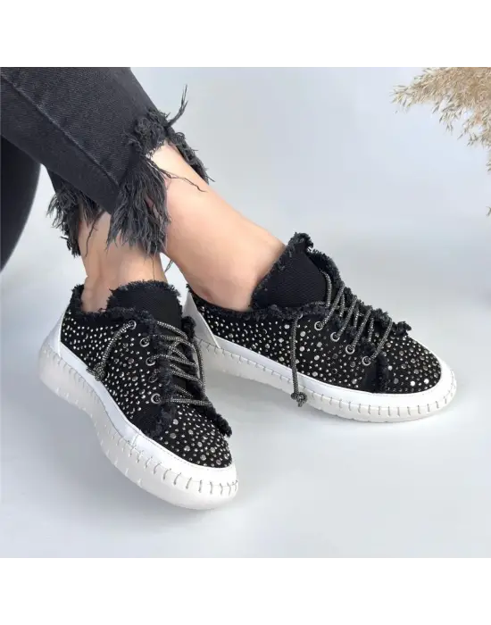 Omarı Guji Siyah Kot Bağcıklı Sneaker
