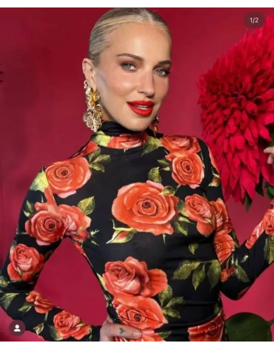 Omarı Gül Desenli Kadın Balıkçı Yaka Mini Elbise