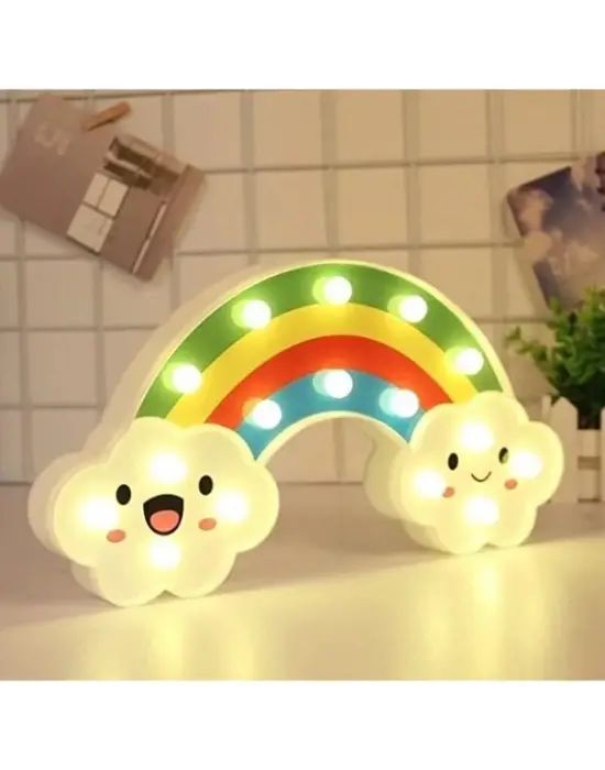 Gülen Bulutlu Gökkuşağı Led Gece Lambası