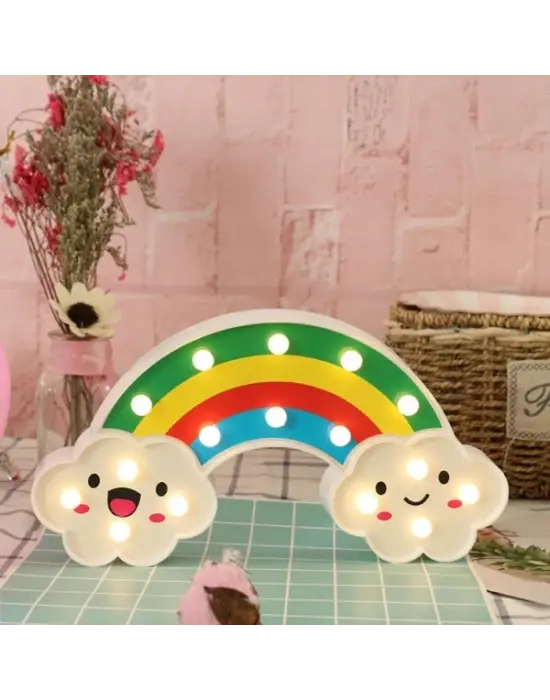 Gülen Bulutlu Gökkuşağı Led Gece Lambası