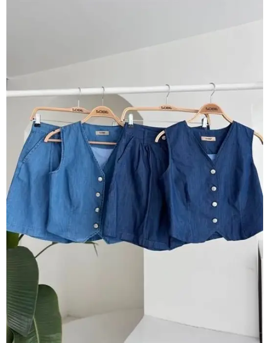 Omarı Modern Düğmeli Tensel Takım