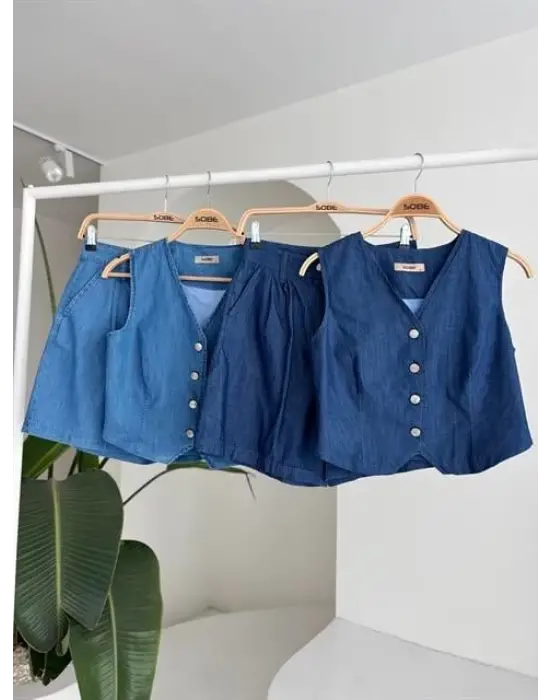 Omarı Modern Düğmeli Tensel Takım