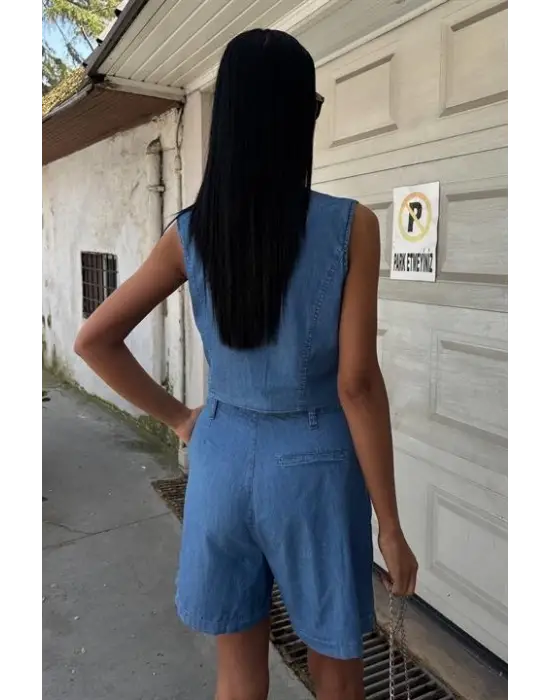 Omarı Modern Düğmeli Tensel Takım