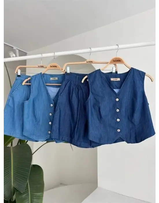 Omarı Modern Düğmeli Tensel Takım