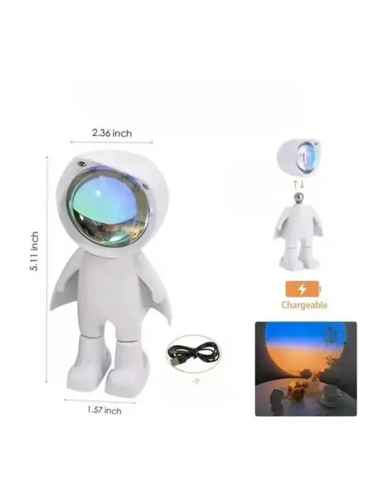 Gün Batımı Lambası Işık Arka Plan Projektör Sevimli Astronot Enerji Tasarruflu