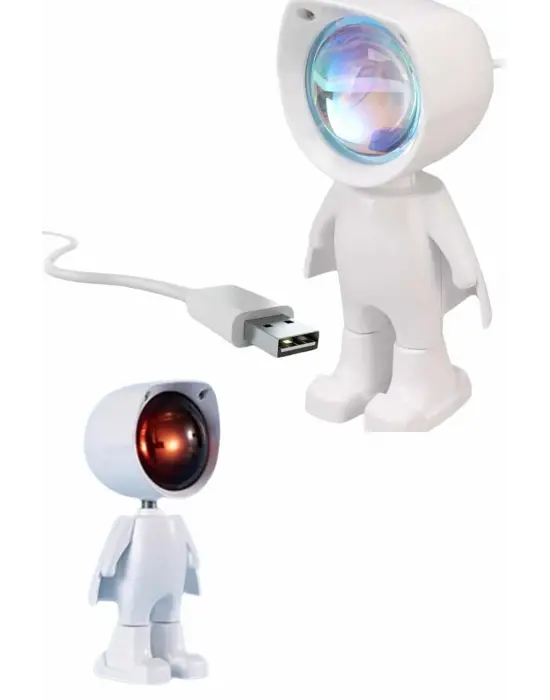 Gün Batımı Lambası Işık Arka Plan Projektör Sevimli Astronot Enerji Tasarruflu