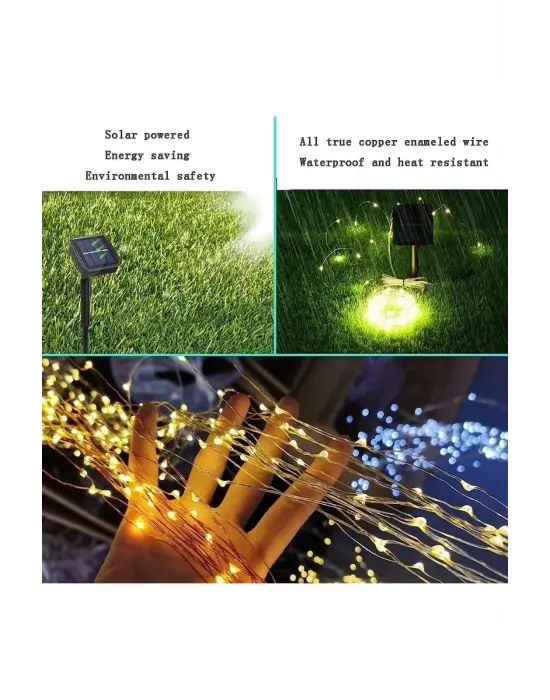 Güneş Enerjili 200 Led Dış Mekan Aydınlatma Şeridi