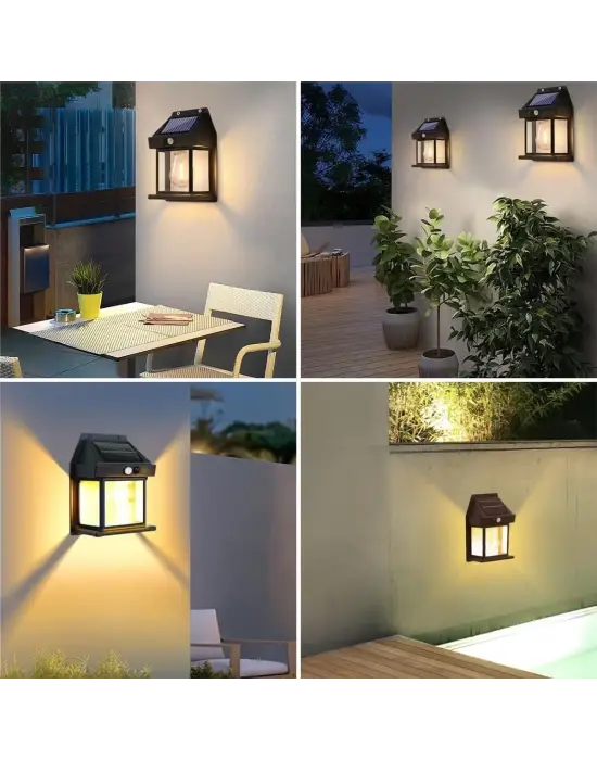 Güneş Enerjili Bahçe Aydınlatması Aplik Dekor Solar Ve Sensörlü Bahçe Balkon Ve Garaj Lambası