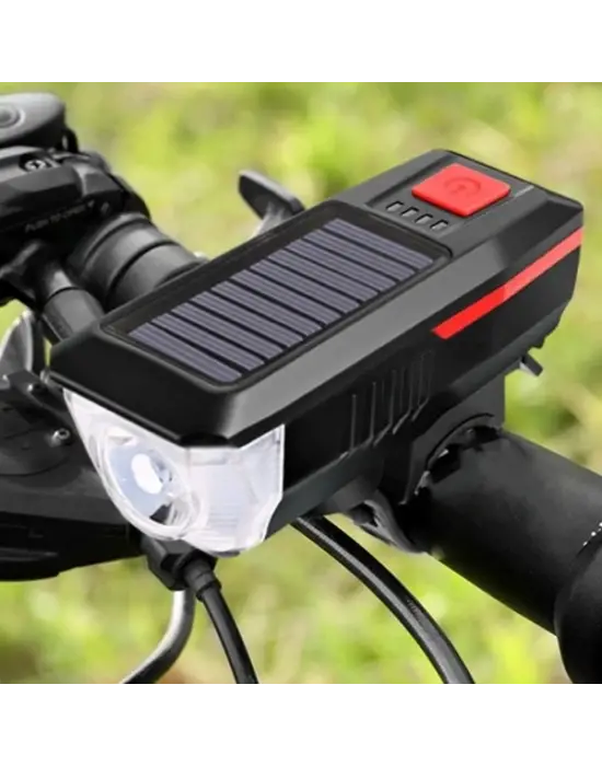 Güneş Enerjili Bisiklet Işıklı Korna