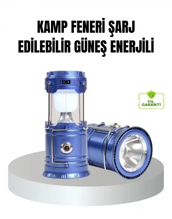 Güneş Enerjili Kamp Lambası Şarjlı Taşınabilir Kompakt Açık Hava Işığı
