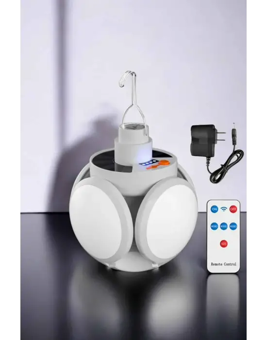 Güneş Enerjili Solar Aydınlatma Kamp Çadır Lambası Şarjlı Ampül Led Şarjlı El Feneri Işıldak