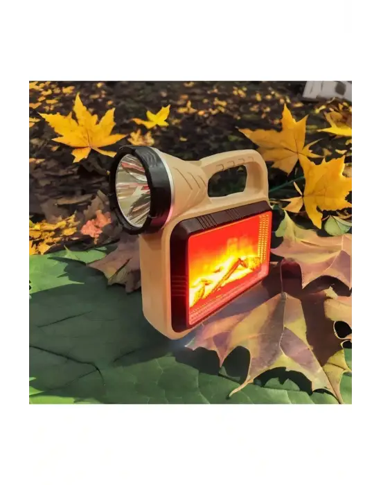 Güneş Enerjili Şömineli Çok Fonksiyonlu Çift Işık Kaynağı Usb Şarjlı Solar El Feneri