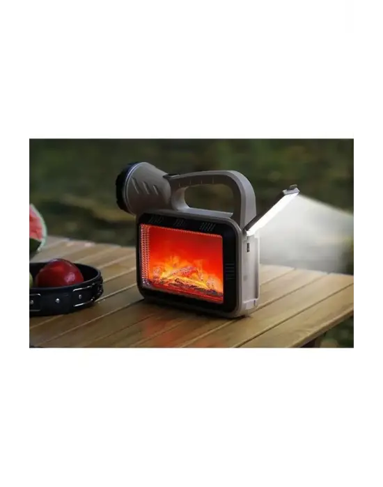 Güneş Enerjili Şömineli Çok Fonksiyonlu Çift Işık Kaynağı Usb Şarjlı Solar El Feneri