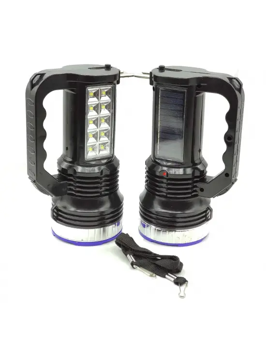 Güneş Enerjili Şömineli Çok Fonksiyonlu Çift Işık Kaynağı Usb Şarjlı Solar El Feneri