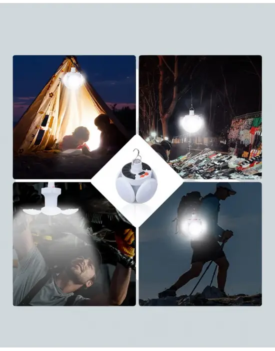 Güneş Enerjili Usb Şarj Edilebilir 5 Modlu Katlanabilir Led Kamp Işığı