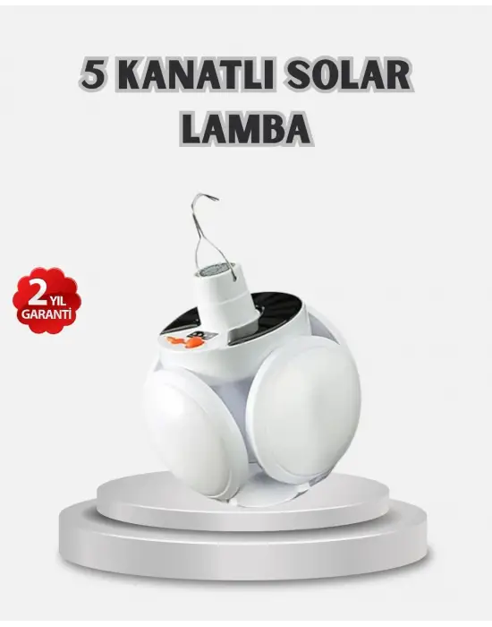 Güneş Enerjili Ve Usb Şarjlı Led Kamp Lambası – 5 Farklı Işık Modlu, Askılı Tasarım