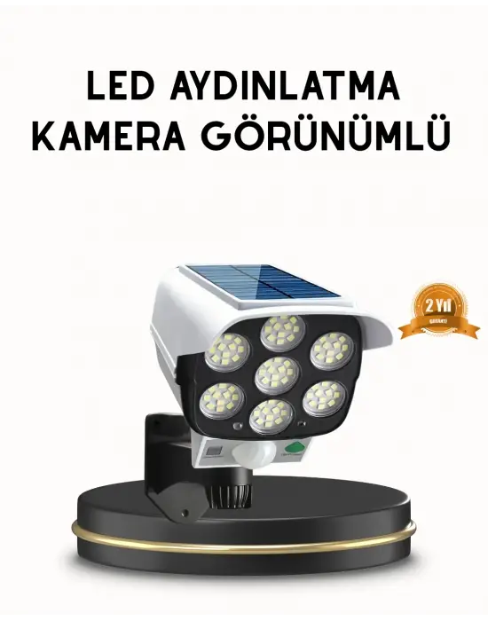 Güneş Paneliyle Şarj Olan Hareket Sensörlü Dış Mekan Güvenlik Lambası Ayarlanabilir