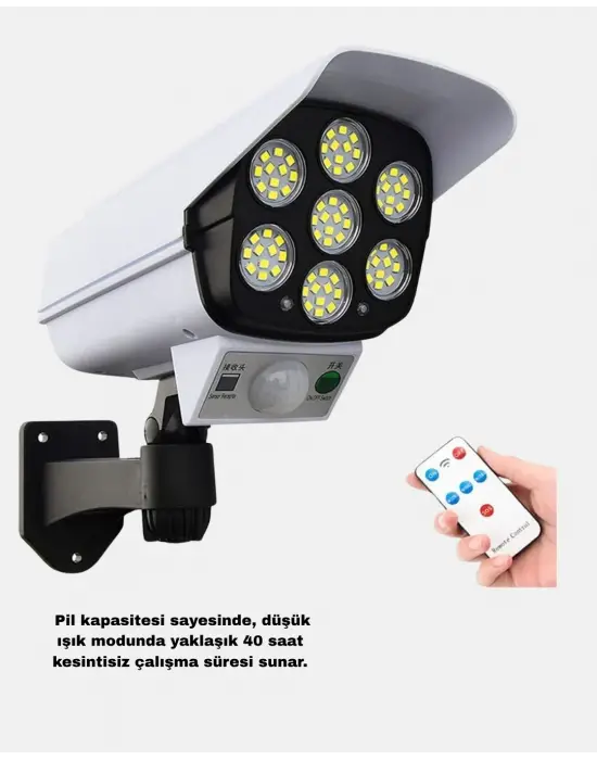Güneş Paneliyle Şarj Olan Hareket Sensörlü Dış Mekan Güvenlik Lambası Ayarlanabilir