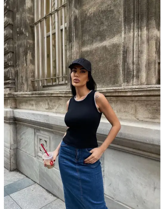 Omarı Kadife Dokulu Kaşkorse Bluz