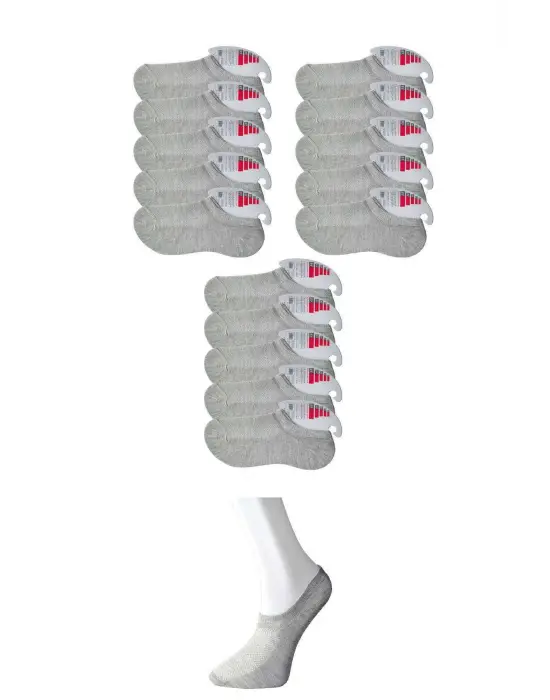Omarı Görünmez Gri Kadın Çorap Seti 15li Paket