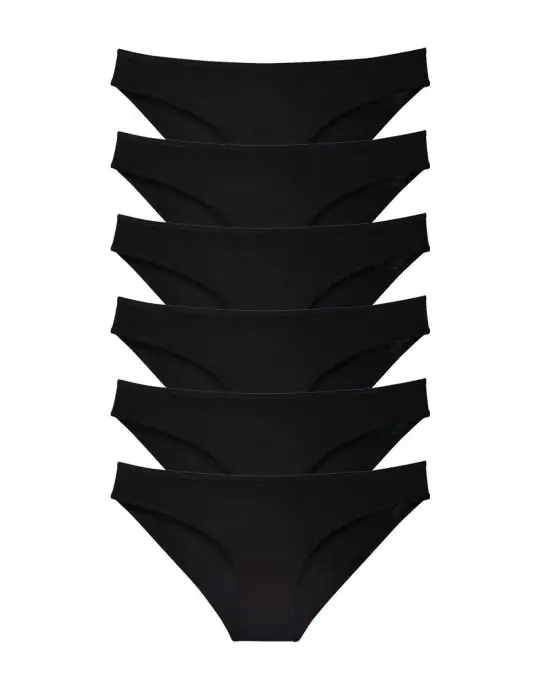 Omarı Yumuşak Likralı Kadın Slip Külot Siyah Set