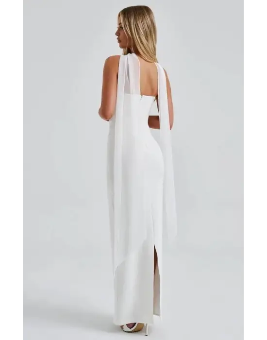 Omarı Yumuşak Dokulu Damla Yaka Elbise