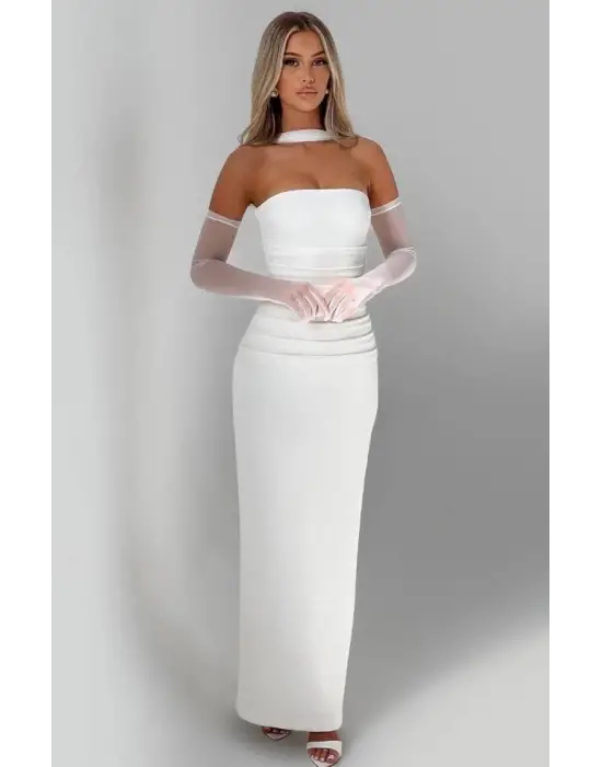 Omarı Yumuşak Dokulu Damla Yaka Elbise