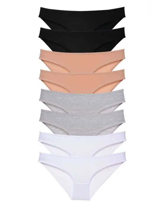 Omarı Kadın Slip Külot Seti - Siyah, Ten, Gri, Beyaz