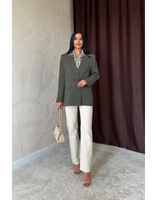 Omarı Şık Haki Blazer Ceket - Moda Trendleri
