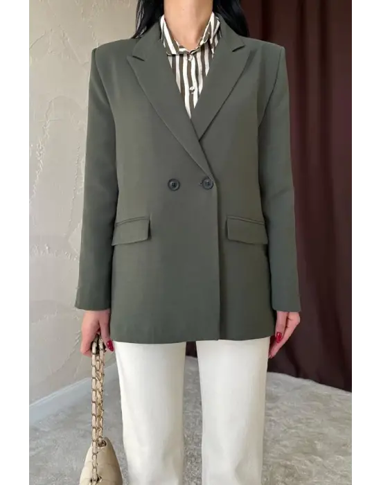 Omarı Şık Haki Blazer Ceket - Moda Trendleri