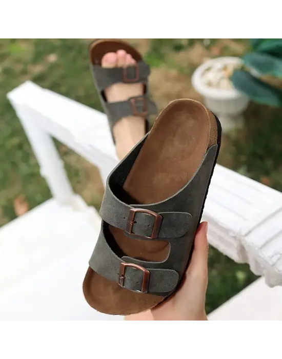 Omarı Haki Yeşil Nubuk Terlik