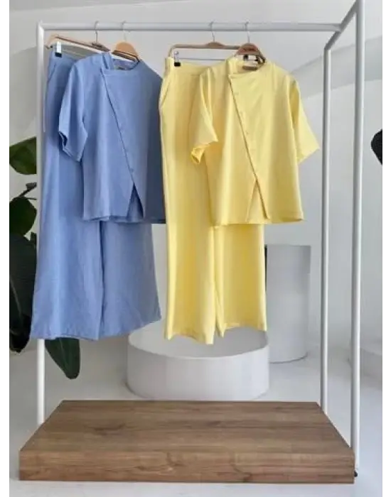 Omarı Şık Hakim Yaka Plazzo Pantolon Takımı