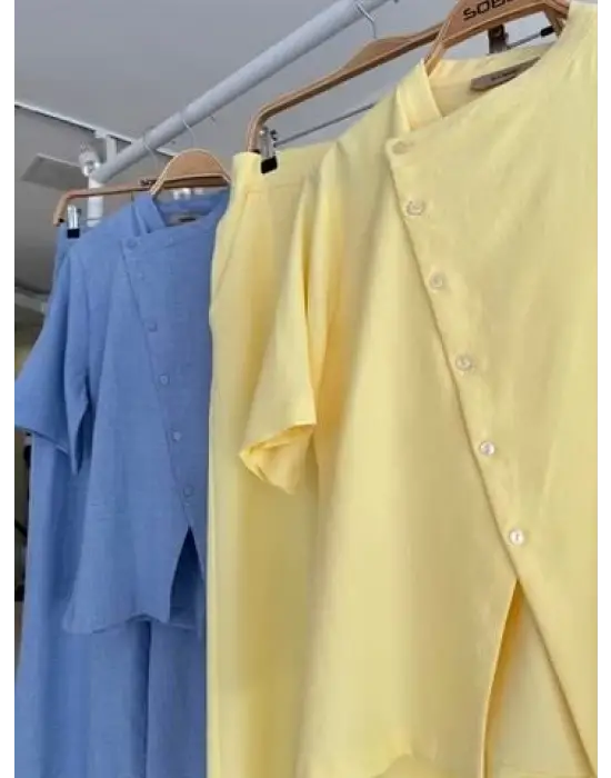 Omarı Şık Hakim Yaka Plazzo Pantolon Takımı