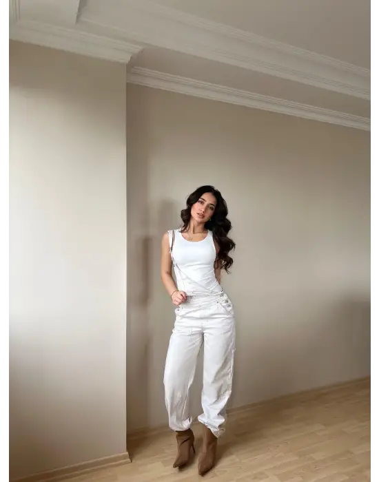 Omarı Zarif Tasarım Beyaz Bodysuit