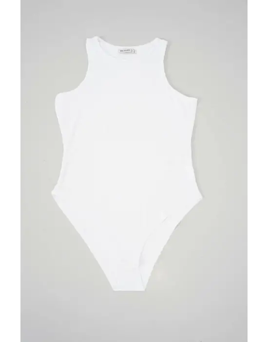 Halter Yaka Çıtçıtlı Body 972 - Beyaz