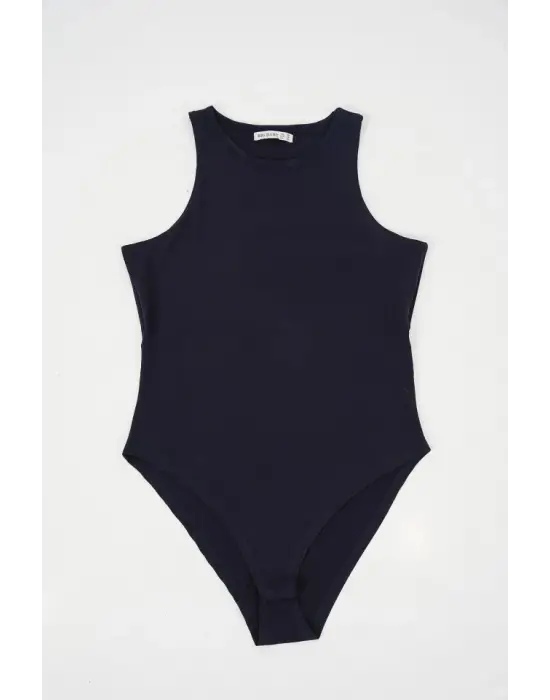 Halter Yaka Çıtçıtlı Body 972 - Lacivert