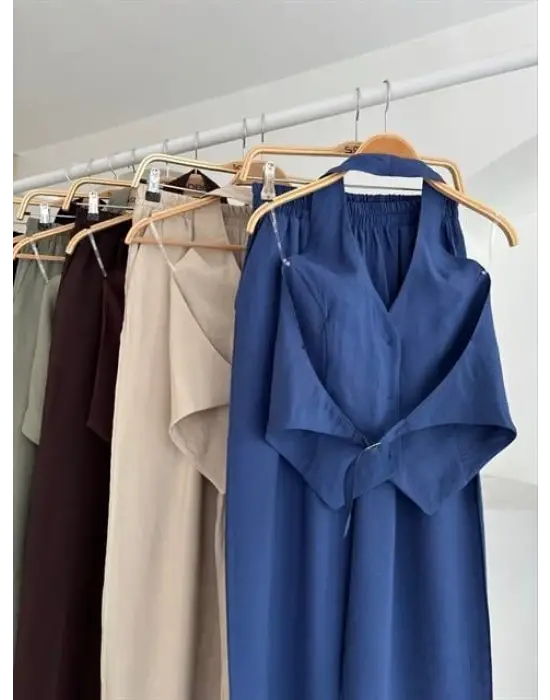 Halter Yaka Yelekli Modal Takım 10144