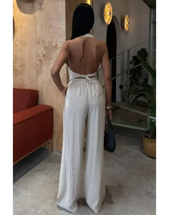 Halter Yaka Yelekli Modal Takım 10144