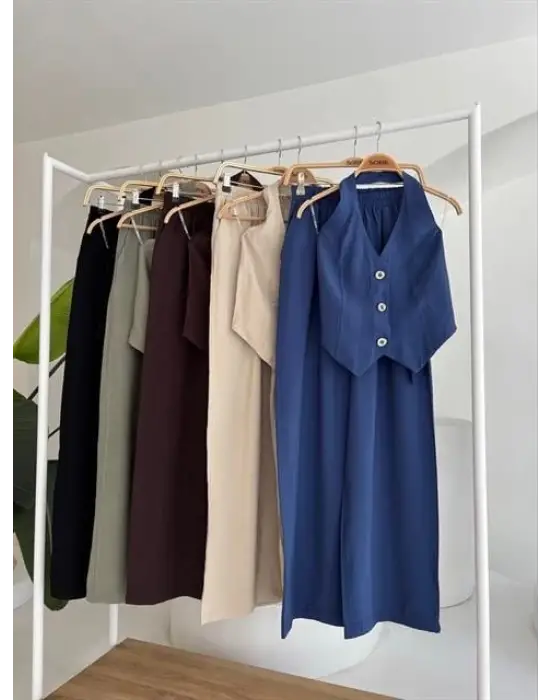 Halter Yaka Yelekli Modal Takım 10144