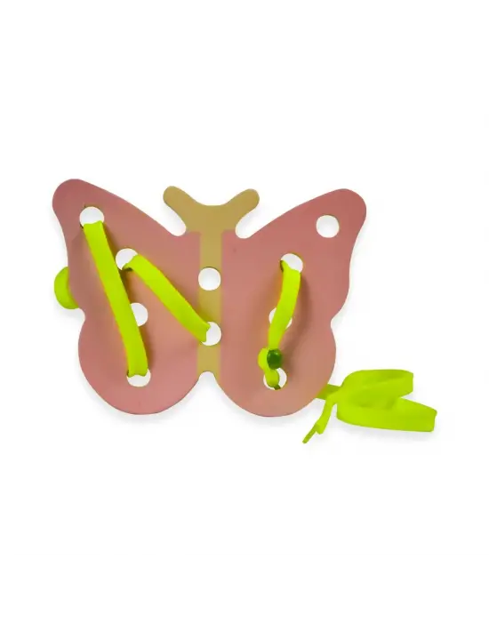Omarı Ahşap Montessori Oyuncak - İp Geçirme Kelebek