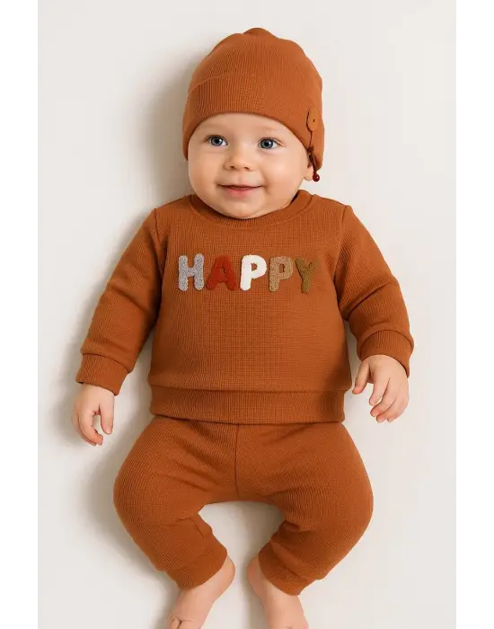 Happy Nakışlı 2li Pamuklu Erkek Bebek Takım