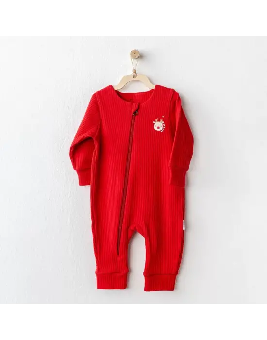 Omarı Sevimli Bebek Tulumu Kırmızı