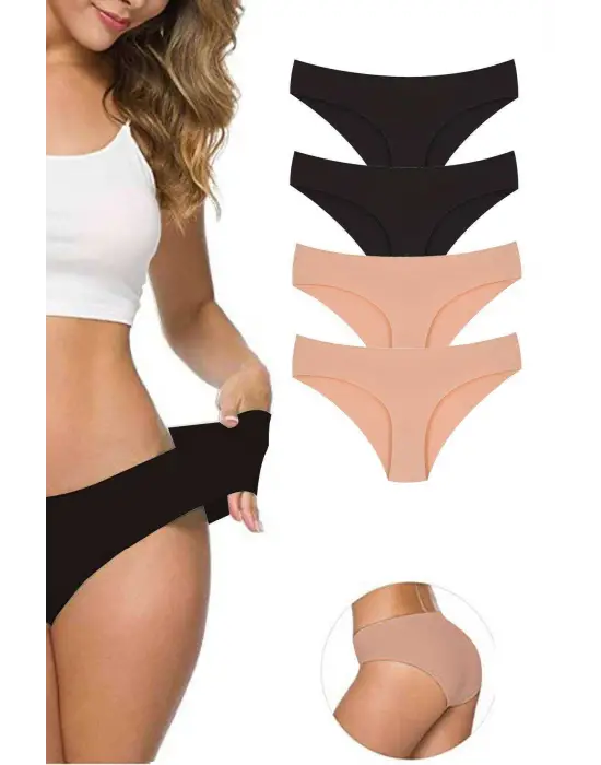 Omarı Esnek ve İz Yapmayan Kadın Dikişsiz Lazer Kesim Külot Seti