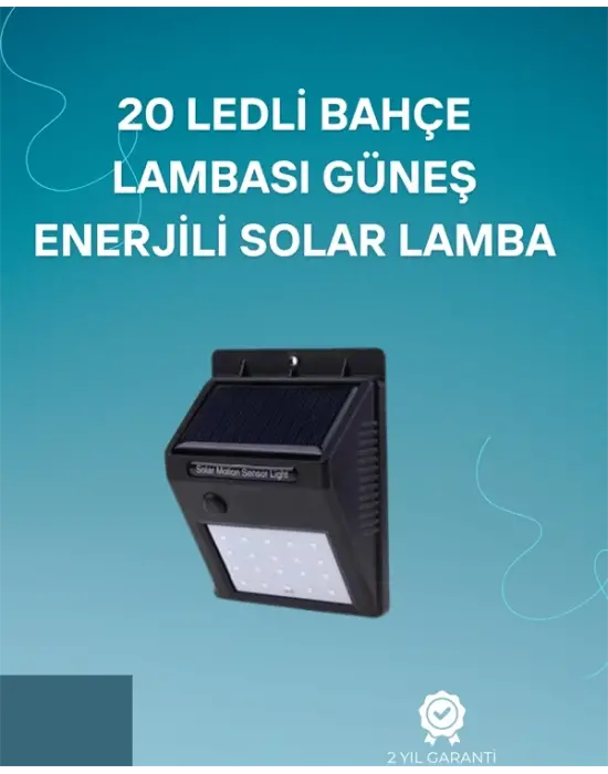 Hareket Sensörlü Solar Lamba | 120° Algılama Açısı, 3-4 Metre Mesafe, Suya Dayanıklı Led