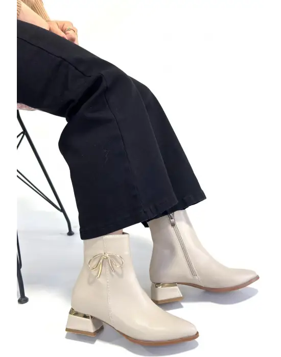 Harly Bej Cilt Topuklu Bot