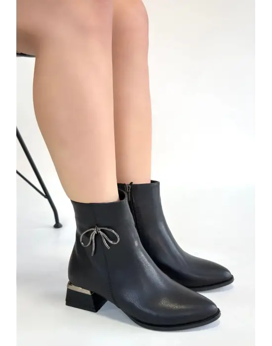 Harly Siyah Cilt Topuklu Bot