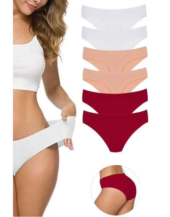Omarı Esnek Kadın Dikişsiz Lazer Kesim İz Bırakmayan Külot Seti
