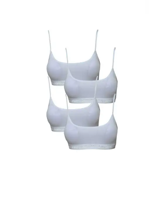 Omarı Pedli İp Askılı Beyaz Büstiyer Seti