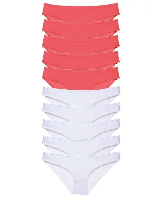 Omarı Eko Set Likralı Kadın Slip Külot Fuşya Beyaz